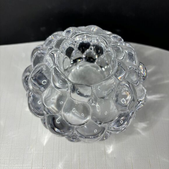 Crystal Orrefors Bubble Votive Holder Sweden Raspberry Signed Crystal Tea Light - Picture 2 of 6